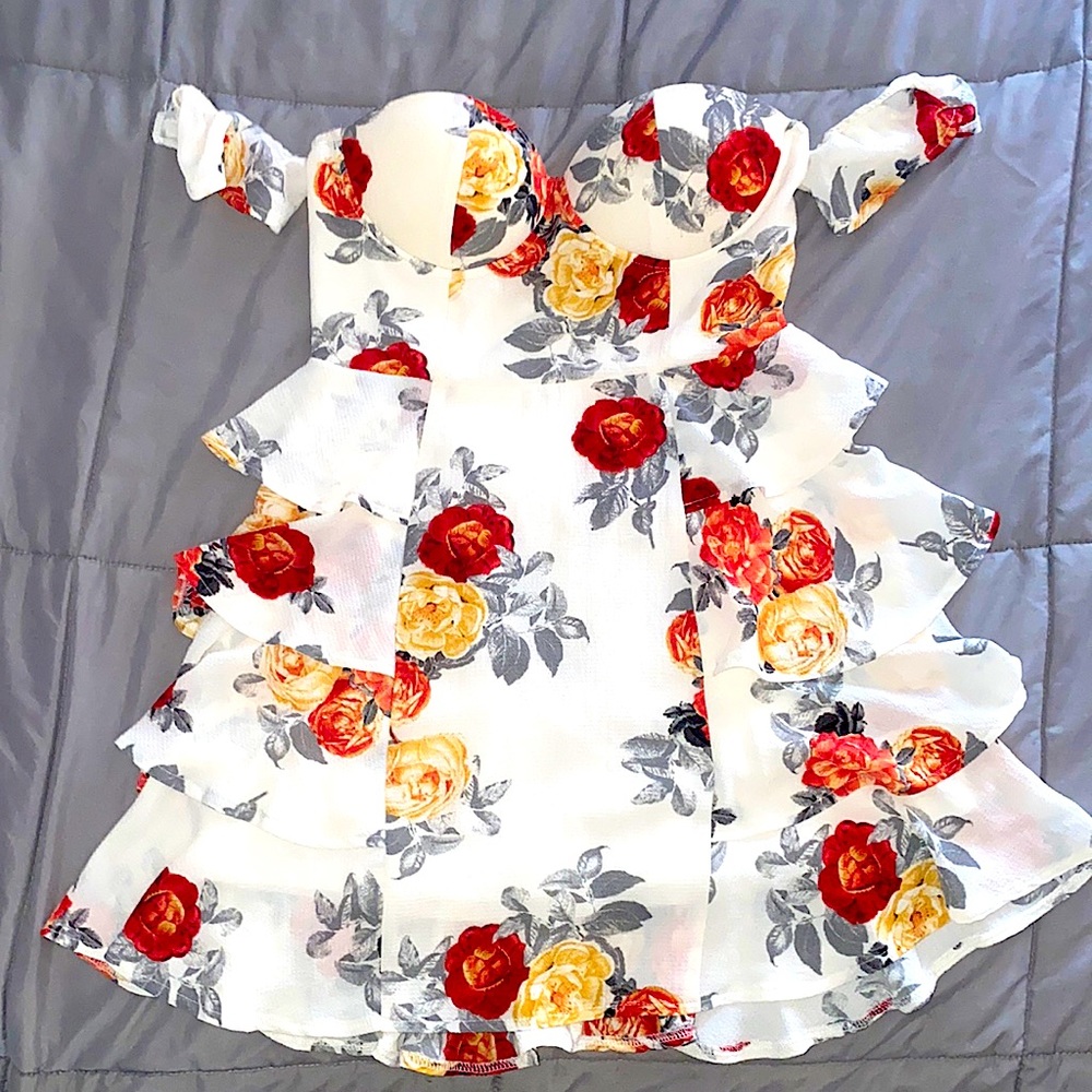 Off shoulder ruffled mini dress